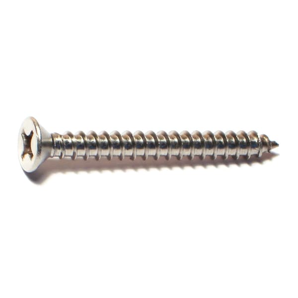 Midwest Fastener Sheet Metal Screw, #12 x 2 in, 18-8 Stainless Steel Flat Head Phillips Drive, 6 PK 63438 - main